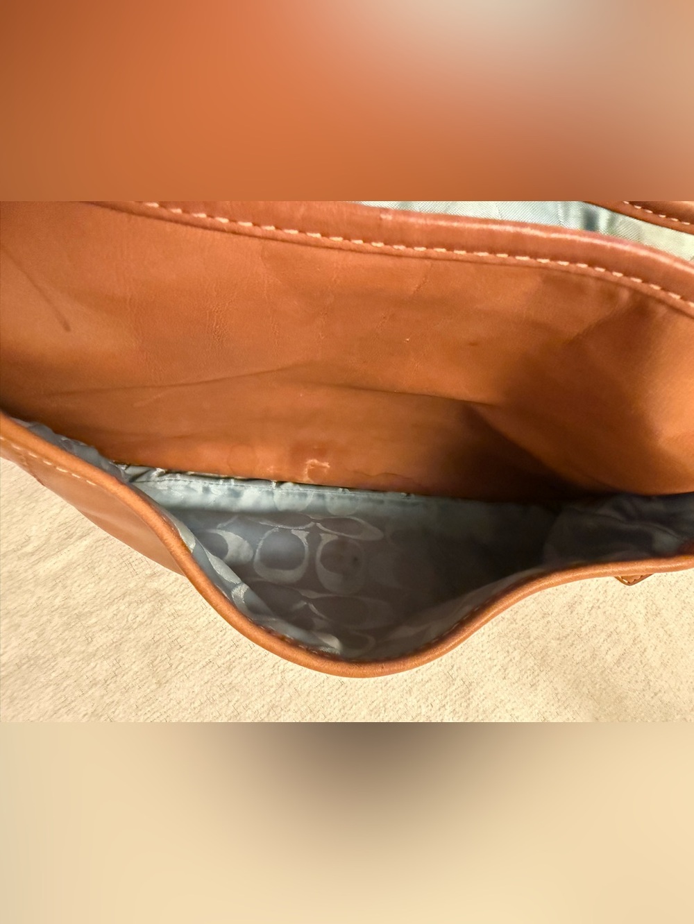 Coach Large F12854 Ali Caramel Leather Turnlock Shoulder Bag - Picture 10 of 13